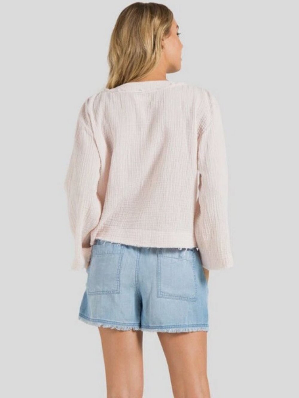 Cloth & Stone Anthropologie Lace-Up Gauze Peasant Blouse in Spring Rose Sz M - Picture 4 of 13